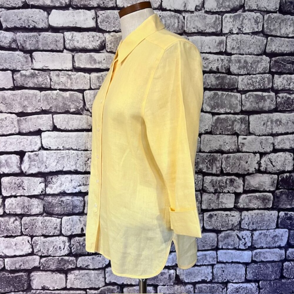 Talbots Light Yellow Button Down Blouse - image 3
